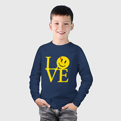 Лонгслив хлопковый детский Smile love, цвет: тёмно-синий — фото 2