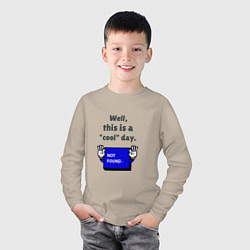 Лонгслив хлопковый детский Well this is a cool day, цвет: миндальный — фото 2