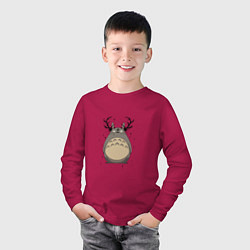 Лонгслив хлопковый детский Тоторо-олень, цвет: маджента — фото 2