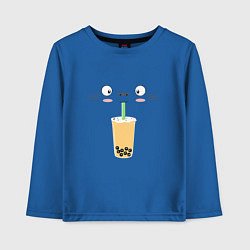 Лонгслив хлопковый детский Тоторо с напитком, цвет: синий