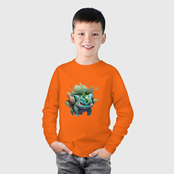 Лонгслив хлопковый детский Бульбазавр, цвет: оранжевый — фото 2