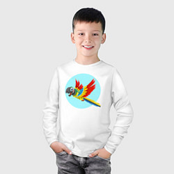 Лонгслив хлопковый детский Красочный попугай, цвет: белый — фото 2