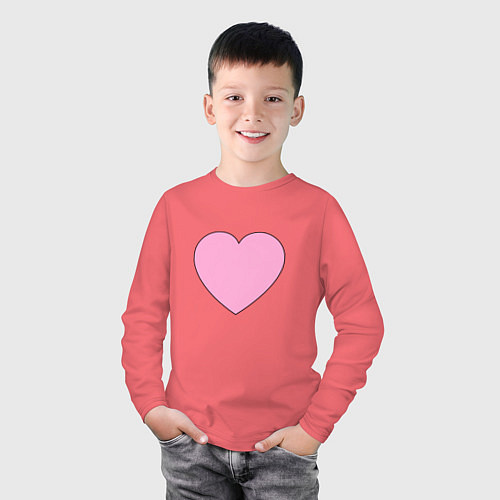 Детский лонгслив Большое розовое сердечко / Коралловый – фото 3