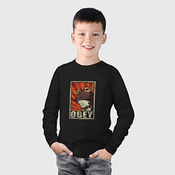 Лонгслив хлопковый детский Obey frog, цвет: черный — фото 2