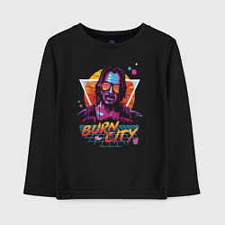 Лонгслив хлопковый детский Cyberpunk retrowave, цвет: черный