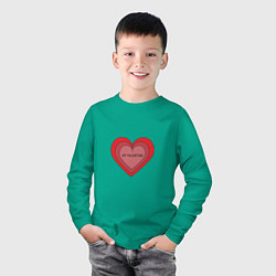 Лонгслив хлопковый детский Сердце my valentine, цвет: зеленый — фото 2