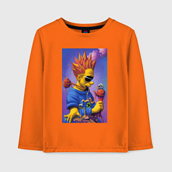 Лонгслив хлопковый детский Bart Simpson - нейросеть - сюрреализм, цвет: оранжевый