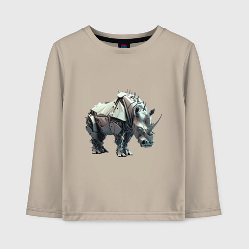 Детский лонгслив Железный носорог / Миндальный – фото 1