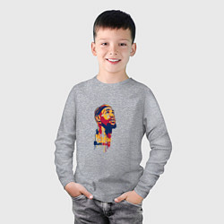 Лонгслив хлопковый детский Lebron look up, цвет: меланж — фото 2