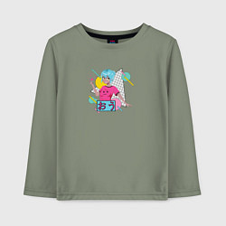 Детский лонгслив Дружелюбная аниме девушка с голубыми волосами