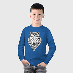 Лонгслив хлопковый детский Альфа волк, цвет: синий — фото 2