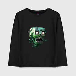 Лонгслив хлопковый детский Голова робота в пикселях, цвет: черный