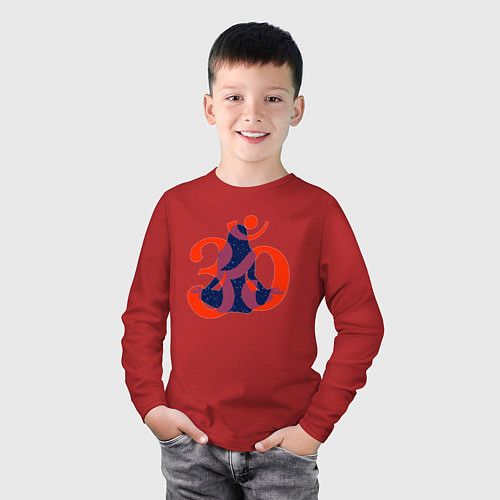 Детский лонгслив Звездная йогини и красный символ ОМ / Красный – фото 3