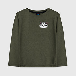 Лонгслив хлопковый детский Мордочка енота, цвет: меланж-хаки