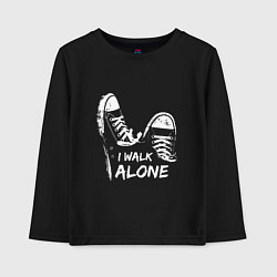 Лонгслив хлопковый детский I walk alone, цвет: черный