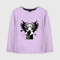 Лонгслив хлопковый детский Cute anime cupid angel girl wearing headphones, цвет: лаванда
