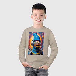 Лонгслив хлопковый детский Гомер Симпсон - космический рыцарь - нейросеть, цвет: миндальный — фото 2