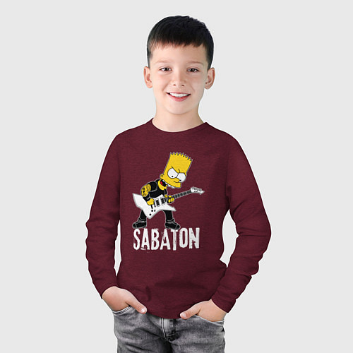 Детский лонгслив Sabaton Барт Симпсон рокер / Меланж-бордовый – фото 3