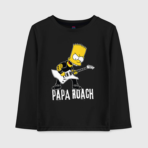 Детский лонгслив Papa Roach Барт Симпсон рокер / Черный – фото 1