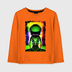 Лонгслив хлопковый детский Bizarre alien - neural network - neon glow, цвет: оранжевый