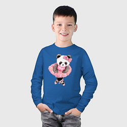 Лонгслив хлопковый детский Милая животная панда балерина акварель, цвет: синий — фото 2