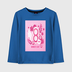 Лонгслив хлопковый детский Женский день концепция, цвет: синий