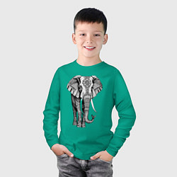 Лонгслив хлопковый детский Нарисованный слон, цвет: зеленый — фото 2
