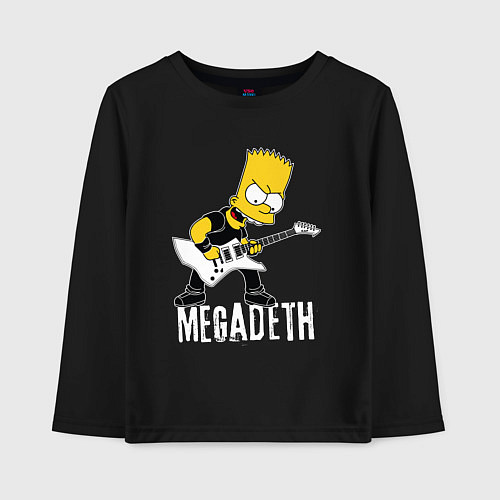 Детский лонгслив Megadeth Барт Симпсон рокер / Черный – фото 1