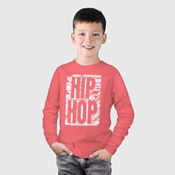 Лонгслив хлопковый детский Hip hop большая поцарапанная надпись, цвет: коралловый — фото 2