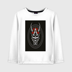 Лонгслив хлопковый детский Японский они маска, цвет: белый