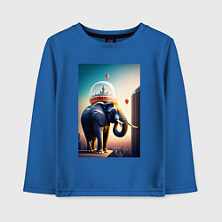 Лонгслив хлопковый детский Слон, что держит город, цвет: синий