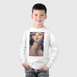 Лонгслив хлопковый детский Психоделическая леди, цвет: белый — фото 2