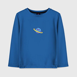 Лонгслив хлопковый детский Весёлая планета с кольцами в стиле 90-х, цвет: синий