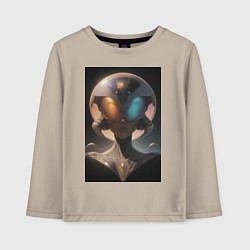 Лонгслив хлопковый детский Космос: путешественник с далеких планет, цвет: миндальный