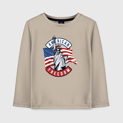 Лонгслив хлопковый детский American freedom, цвет: миндальный