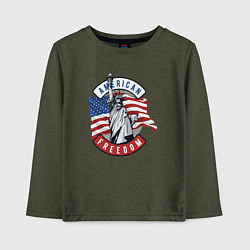 Лонгслив хлопковый детский American freedom, цвет: меланж-хаки