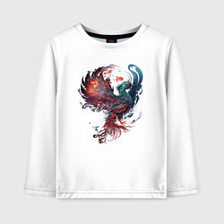 Лонгслив хлопковый детский Феникс в стиле тату Ирезуми, цвет: белый