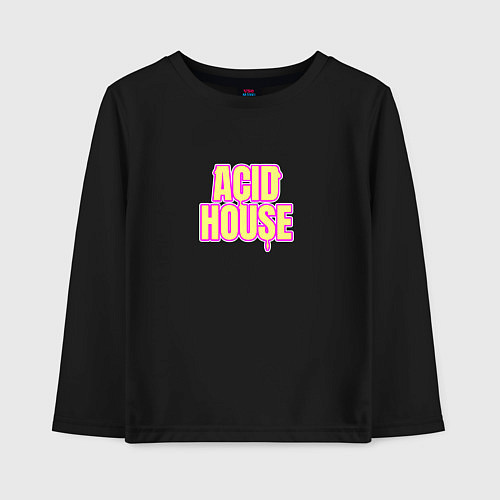 Детский лонгслив Acid house стекающие буквы / Черный – фото 1