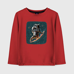 Лонгслив хлопковый детский Космонавт с метеорами, цвет: красный
