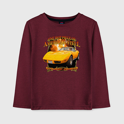 Детский лонгслив Американский маслкар Chevrolet Corvette Stingray / Меланж-бордовый – фото 1