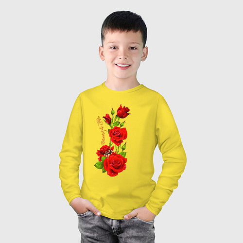 Детский лонгслив Прекрасная Юлия - букет из роз / Желтый – фото 3
