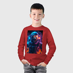 Лонгслив хлопковый детский Огненный космонавт, цвет: красный — фото 2