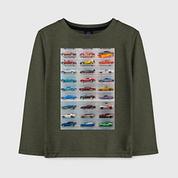 Лонгслив хлопковый детский Hot Wheels - collection Автомобили на полке, цвет: меланж-хаки