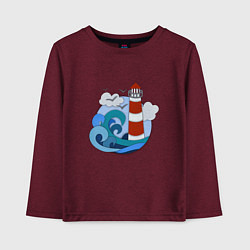 Лонгслив хлопковый детский Маяк в стиле Papercut, цвет: меланж-бордовый