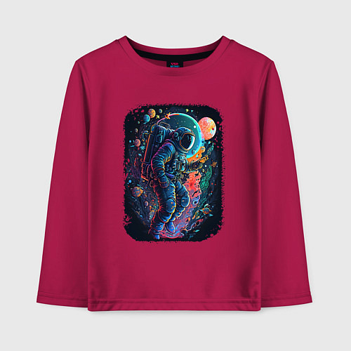 Детский лонгслив В поисках новых миров / Маджента – фото 1