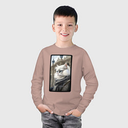 Лонгслив хлопковый детский Санкт-Петербург котик, цвет: пыльно-розовый — фото 2