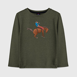 Лонгслив хлопковый детский Наездник и конь вместе, цвет: меланж-хаки