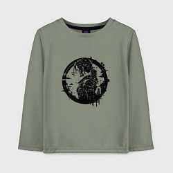 Детский лонгслив Cyberpunk girl черный контур