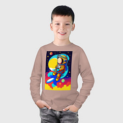 Лонгслив хлопковый детский Маленький космонавт, цвет: пыльно-розовый — фото 2