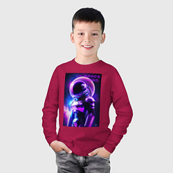 Лонгслив хлопковый детский Космический астронавт, цвет: маджента — фото 2
